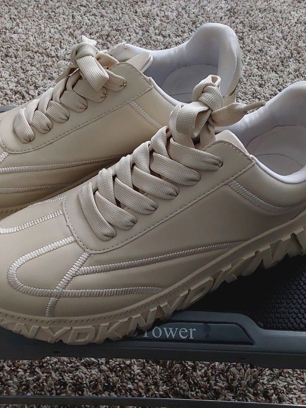 DKNY Cream Low-Top Athletic Sneakers